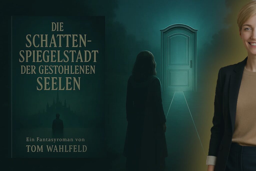 Symbolisches Porträt der Figur Christine aus dem Fantasyroman Die Schattenspiegelstadt der gestohlenen Seelen von Tom Wahlfeld.